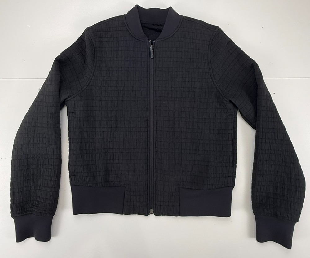 Lululemon Womens 6 Black Reversible Full Zip Jacket Quilted Textured Stretch